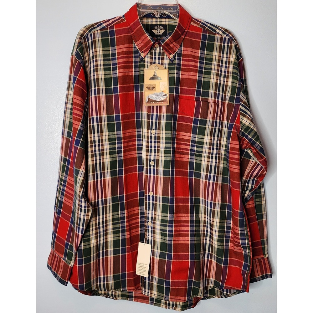 Vintage Dockers Plaid Button Down Shirt Mens Large Multicolor Long Sleeve NWT - Picture 3 of 12